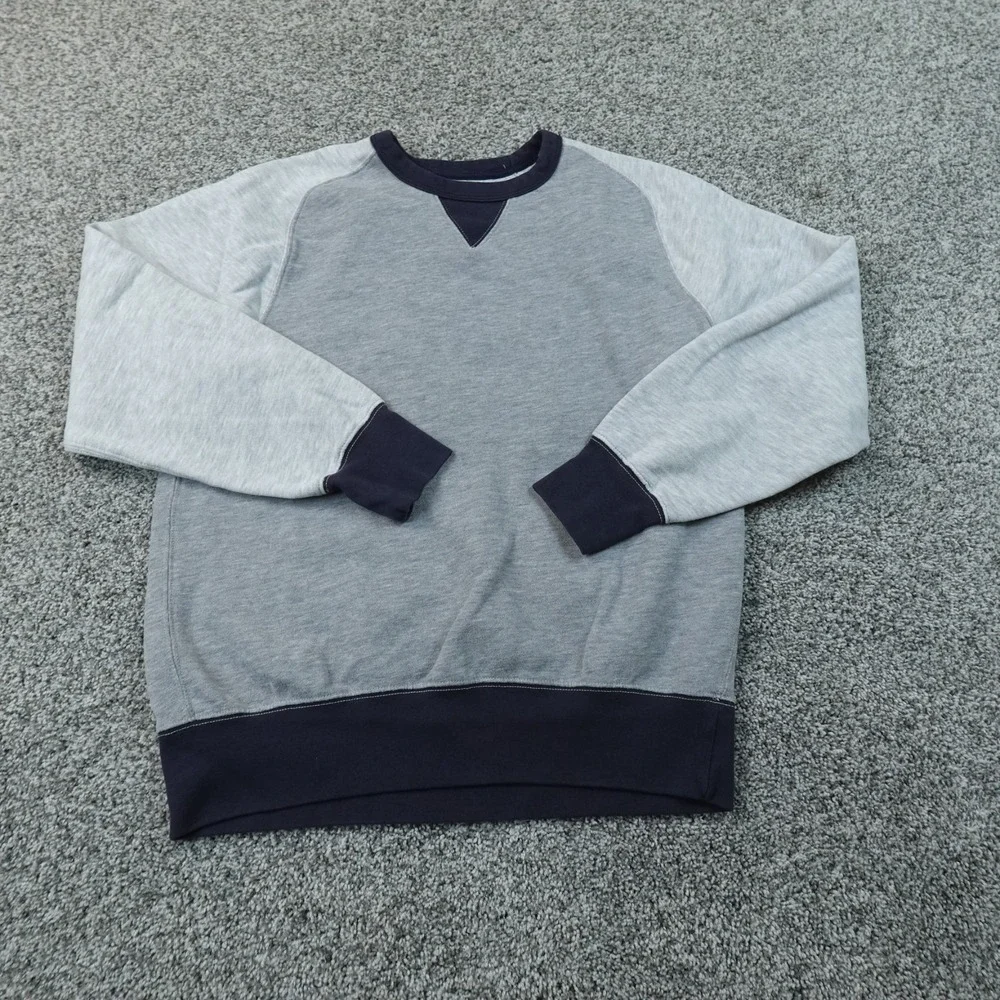 J Crew Sweatshirt Mens S Gray Fleece Crewneck Colorblock Raglan Pullover Sweater